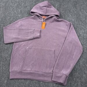 NEW Negative Space Textured Corduroy Pullover Hoodie Mens S Lilac Purple Relaxed